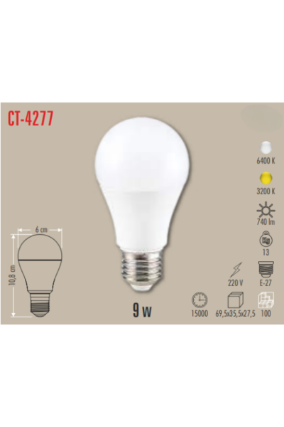 Cata 9W Led Ampul (E-27)(Beyaz)