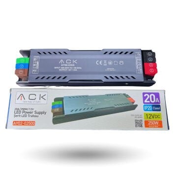 ACK AY02-02500 12V 20A 250W IP20 Klemensli Şerit LED Trafosu