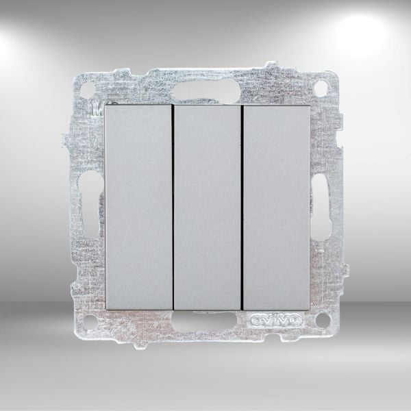 Ovivo Silver Üçlü Anahtar Modül + Kapak 600-000210-254