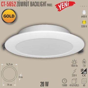 Cata CT-5652 Zümrüt Backlight Led Panel 20W