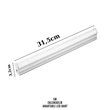 Cata 5 Watt Ledli Bant Armatür Günışığı Eklenebilir Anahtarlı CT-2466