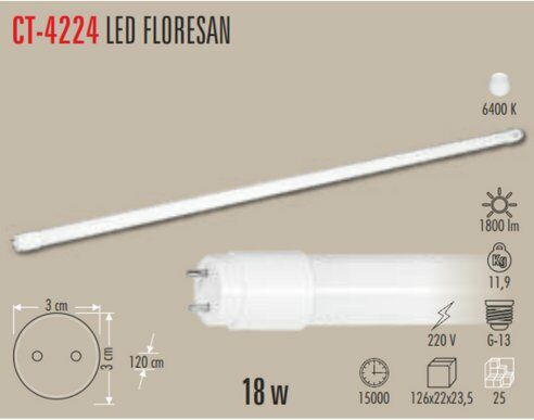 Cata 18W Ledli Floresan (Beyaz)