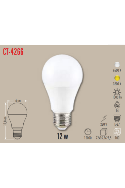 Cata 12W Led Ampul (E27)(Beyaz)