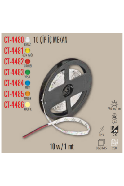 Cata Beyaz 10 Çipli İç Mekan Şerit Led CT-4480