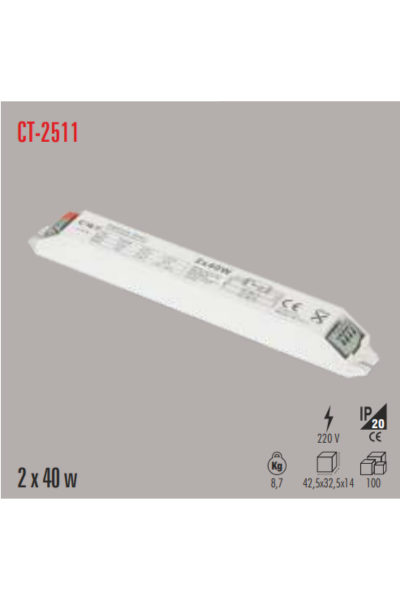 Cata 2X40 Elektronik Balast CT-2511