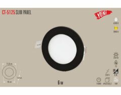 Cata 6W 3200K Günışığı Yuvarlak Slim Led Panel CT-5125G