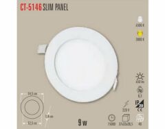 Cata 9Watt Sıva Altı Yuvarlak Slim Led Panel Armatür 6400K CT-5146B
