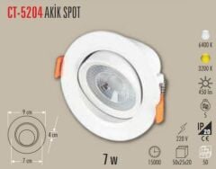 Cata Led Spot 7w Akik Smd Led Armatür CT-5204G