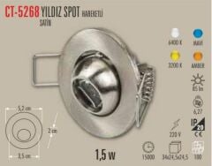 Cata 1,5 W Hareketli Yıldız Spot Beyaz Işık CT-5268B