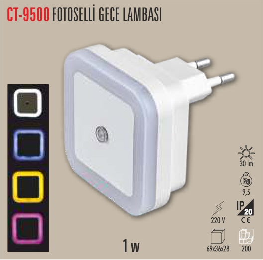 Cata Fotoselli LED Gece Lambası Beyaz