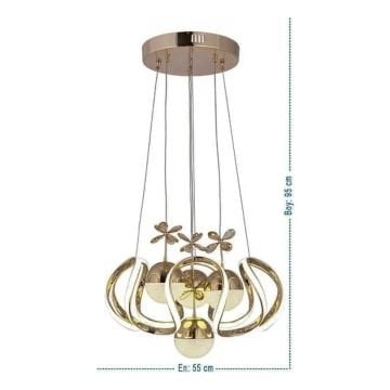 4 Toplu Gold Kaplama Led Salon Avizesi 3 Renk Aydınlatma