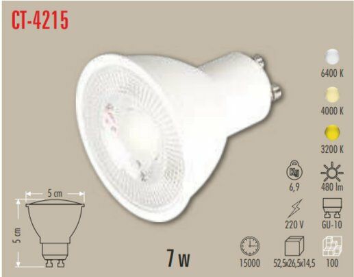 Cata 7W Led Ampul (GU-10)(4000K)