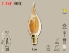 Cata 4W Kıvrık Rustik Led Ampul E-14 Duy Amber CT-4281