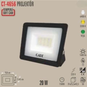 Cata CT-4656 20W Yeşil Işık Slim Led Projektör