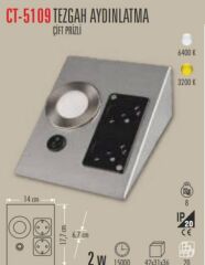 Cata Tezgah Altı Çift Prizli Led Aydınlatma Beyaz Işık CT-5109B