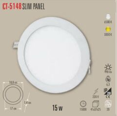 Cata Sıva Altı Yuvarlak Slim Led Panel 15w Armatür Beyaz 6500K CT-5148B