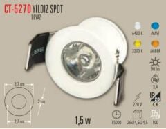Cata 1,5 W Ledli Yıldız Spot Beyaz Işık CT-5270B