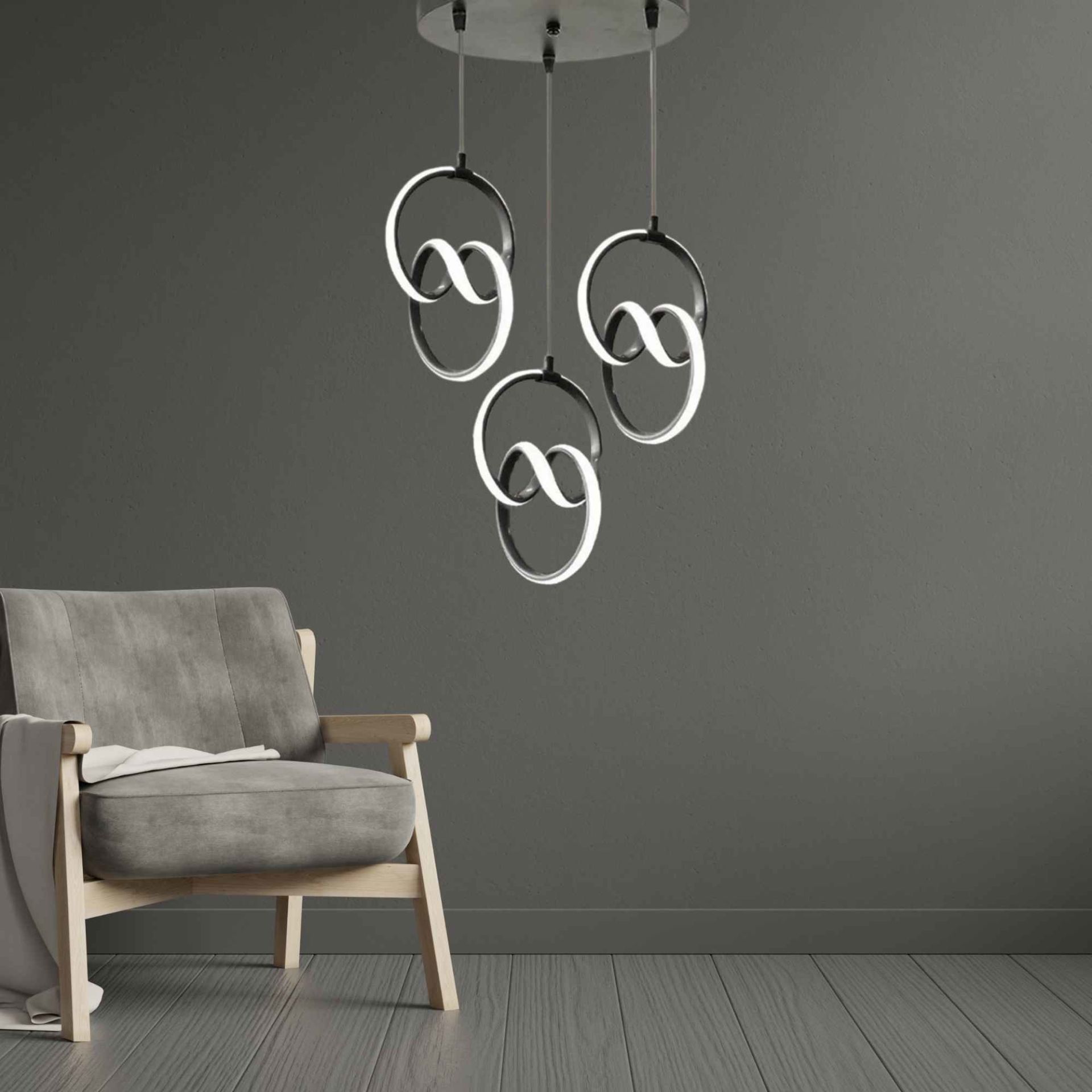 3'lü İmza Model Led Avize 3 Renk Aydınlatma
