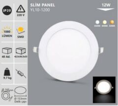 Noas 12W Sıva Altı Yuvarlak Slim Led Panel 6500K YL10-1200