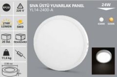 Noas 24W 28,5cm Sıva Üstü Yuvarlak Led Panel 6500K YL14-2400-A
