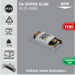 Noas 12 Volt 5Amper Slim Şerit Led Trafosu YL25-0060