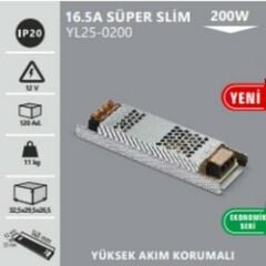 Noas 12 Volt 16.5Amper Slim Şerit Led Trafosu YL25-0200