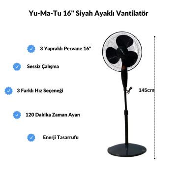 Yumatu MSY1802 16'' Ayaklı Vantilatör Siyah