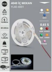 Noas 5 Metre İç Mekan Şerit Led 12v Beyaz 6500K YL40-4001