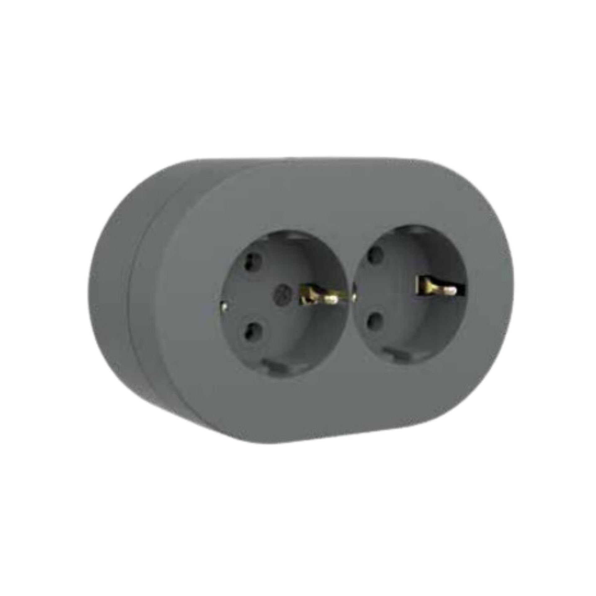 Ovivo Xone Sıvaüstü İkili Topraklı Priz Antrasit 406-250000-907