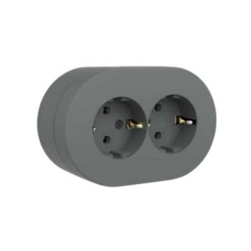 Ovivo Xone Sıvaüstü İkili Topraklı Priz Antrasit 406-250000-907