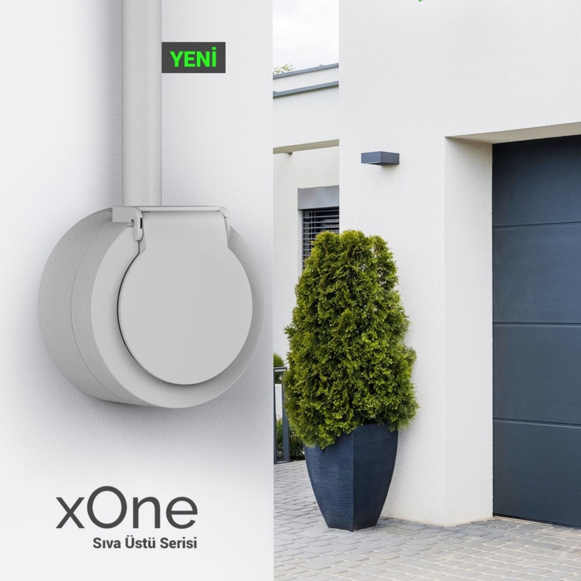 Ovivo Xone Sıvaüstü Kapaklı Topraklı Priz Beyaz