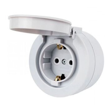 Ovivo Xone Sıvaüstü Kapaklı Topraklı Priz Beyaz 406-010000-249