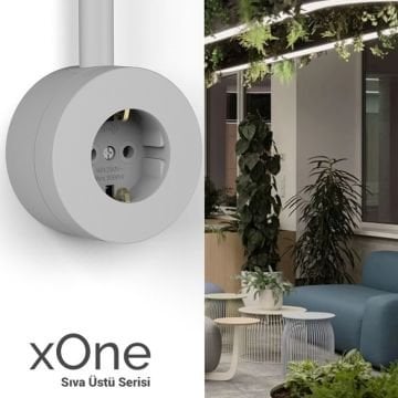 Ovivo Xone Sıvaüstü Topraklı Priz Gri 406-240000-217