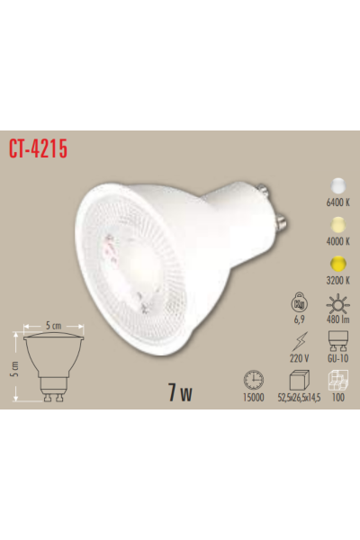 Cata CT-4215G 7W Led Ampul (GU-10) (Günışığı)