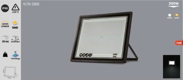 Noas 300W Led Projektör 6500K Beyaz YL70-1300