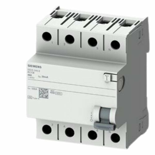 Siemens A Tipi Hata Akımı Koruma Anahtarı-FI (Kaçak Akım Koruma Rölesi) 40A; 400V; 30mA;3P+N