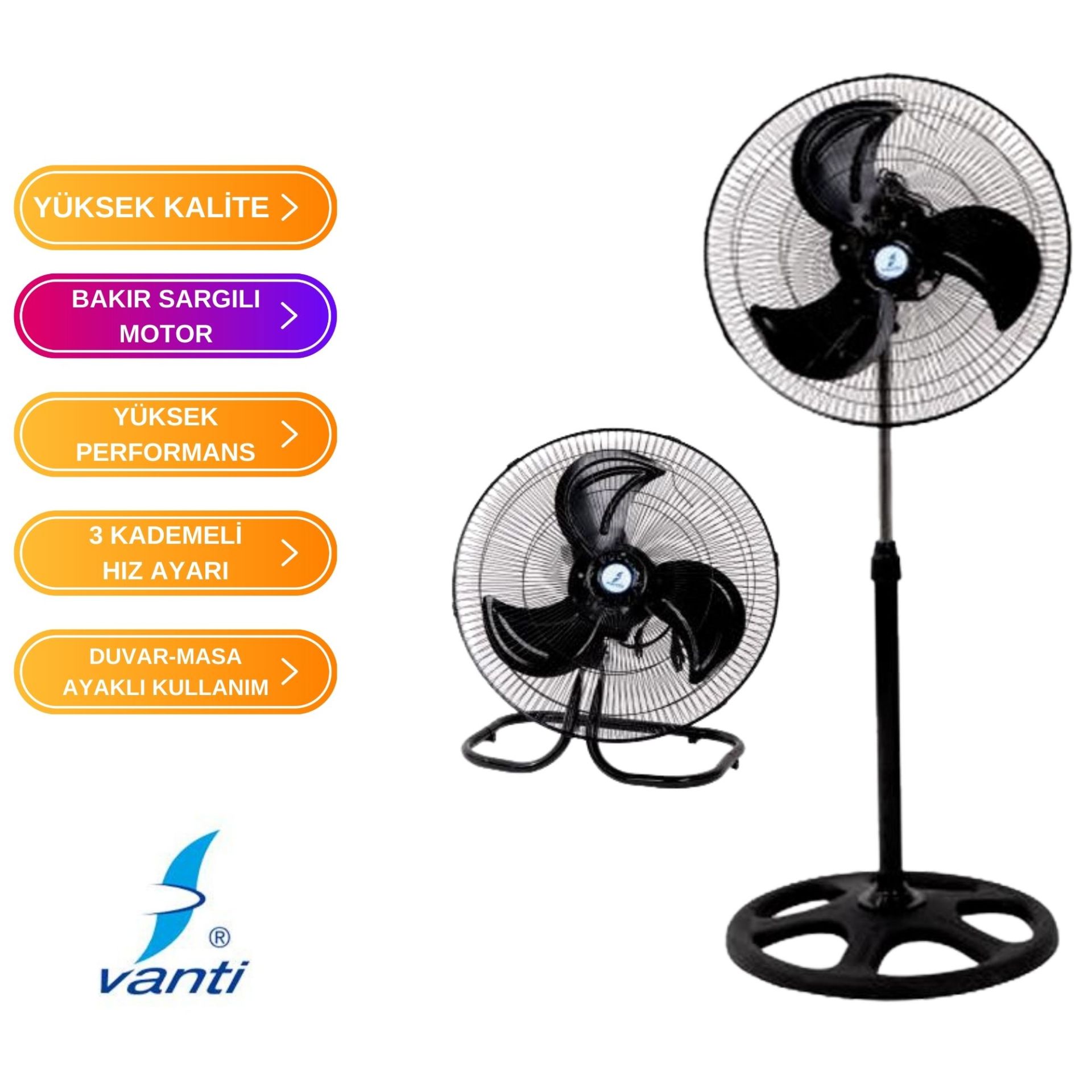 Vanti 18 inç KCF-276 3 Kademeli Ayaklı Vantilatör