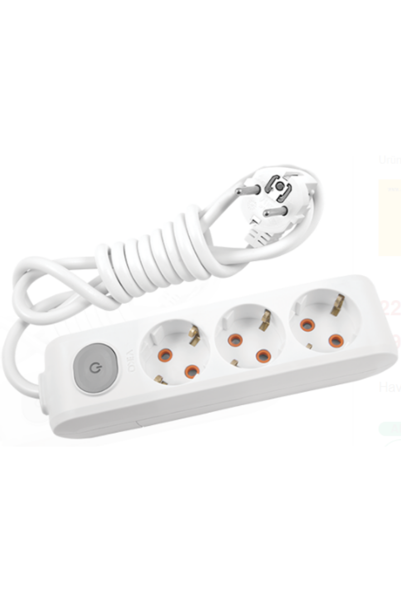 Viko Multi-let Üçlü Anahtarlı Topraklı Kablolu Çarpma Karşıtı Priz 2 mt.