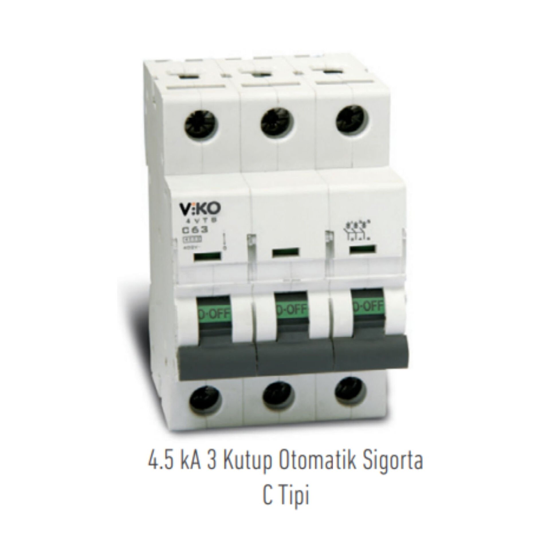 VİKO 4VTB-3C63 3×63A C Tipi Otomatik Sigorta 4,5kA