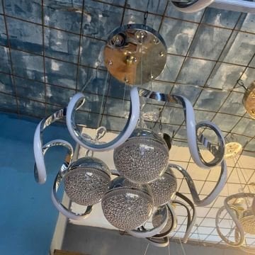 4 Toplu Silver Kaplama Led Salon Avizesi 3 Renk Aydınlatma