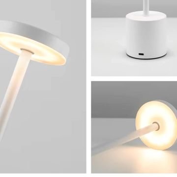 Noas Midilli Beyaz Şarj Edilebilir 3 Renk Dokunmatik Masa Lambası YL86-1238