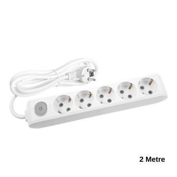 Viko Multi-Let Beşli Priz Anahtar Topraklı Kablolu Çocuk Korumalı 2 Metre