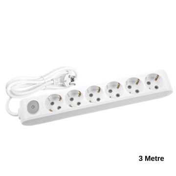 Viko Multi-Let Altılı Priz Anahtar Topraklı Kablolu Çocuk Korumalı 3 Metre