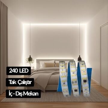 Cata 10 Çipli 220V 6400K 240 LED Şerit LED CT-4595 – 100 Metre