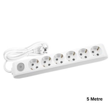 Viko Multi-Let Altılı Priz Anahtar Topraklı Kablolu Çocuk Korumalı 5 Metre