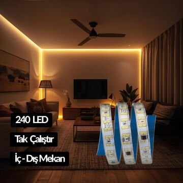 Cata 10 Çipli 220v 3200K 240 Led İç Mekan Trafosuz Şerit Led CT-4596