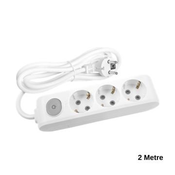 Viko Multi-Let Üçlü Priz Anahtar Topraklı Kablolu Çocuk Korumalı 2 Metre