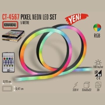 Cata 220V Kumandalı RGB Pixel Neon Led 5 Metre ct-4567