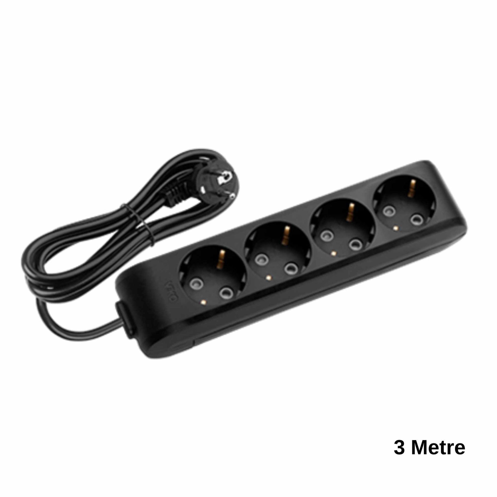 Viko Multi-Let Dörtlü Siyah Priz Topraklı Çocuk Korumalı 3 Metre 90133403