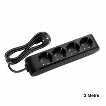 Viko Multi-Let Dörtlü Siyah Priz Topraklı Çocuk Korumalı 3 Metre 90133403